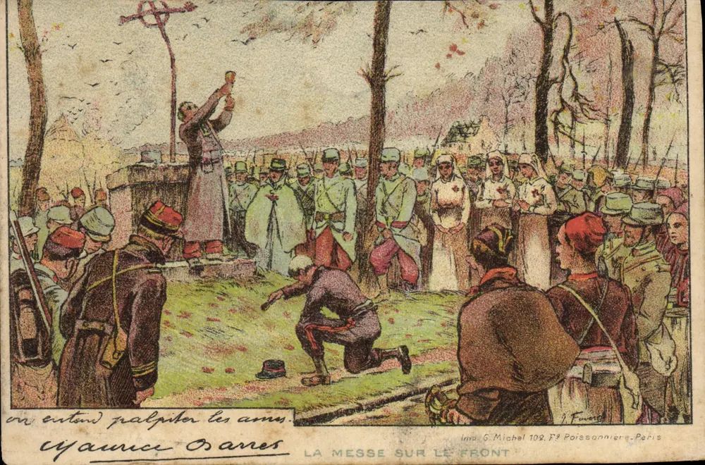 Die Messe am Front — Szene einer militärischen Zeremonie — Verlag C. Michel, Nr. 102, Paris - Vorderseite