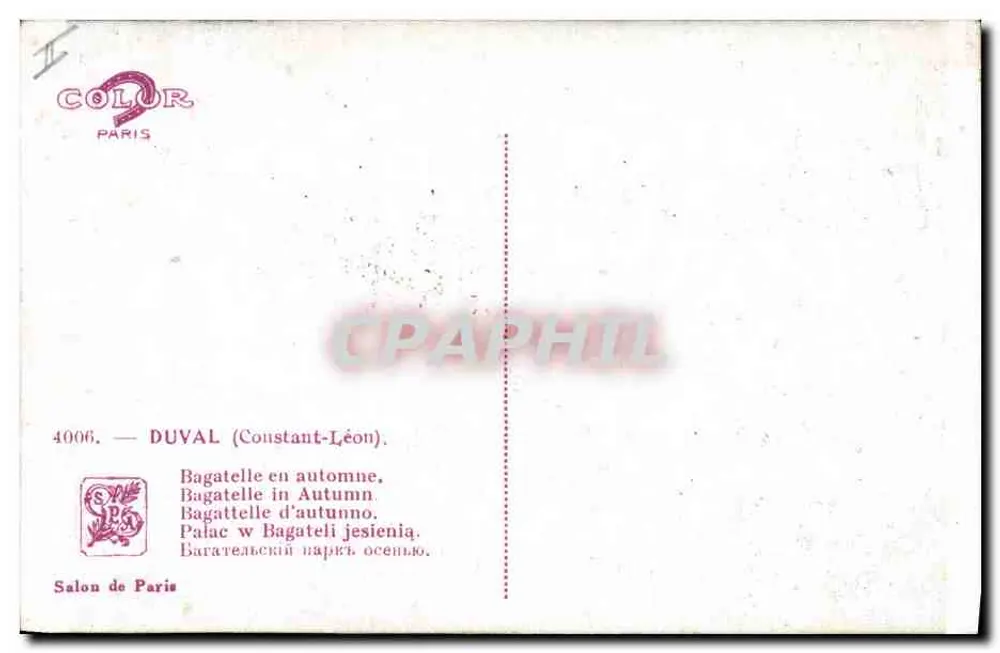 अटूट शीतकालीन - कॉन्स्टेंट-लेओन के पैलेस - एडिटर डुवाल, संख्या 4006 - पीछे
