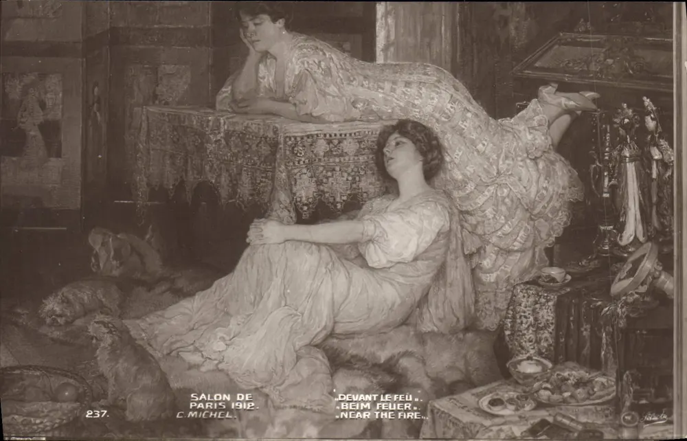 Duas mulheres perto do fogo — Salon de Paris 1912 — C. Michel, n° 237 - Frente