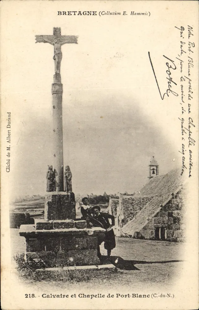 Calvaire et Chapelle de Port-Blanc — Bretagne — Cliché de M. Albert Durand, n° 218 - Recto