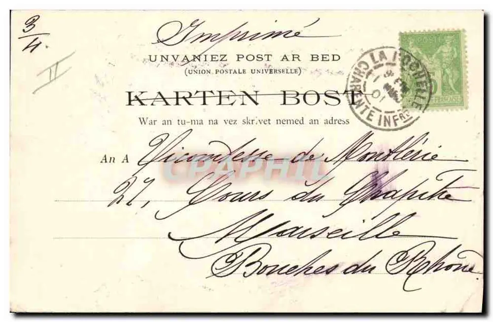 Bretanha — Coleção E. H. — M. & Mme Théodore Botrel - Verso