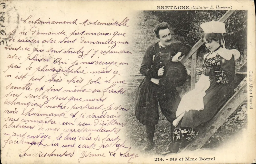 Sr. e Sra. Botrel — Bretanha — Coleção E. Hamonic — Cliché Albert Durand - Frente