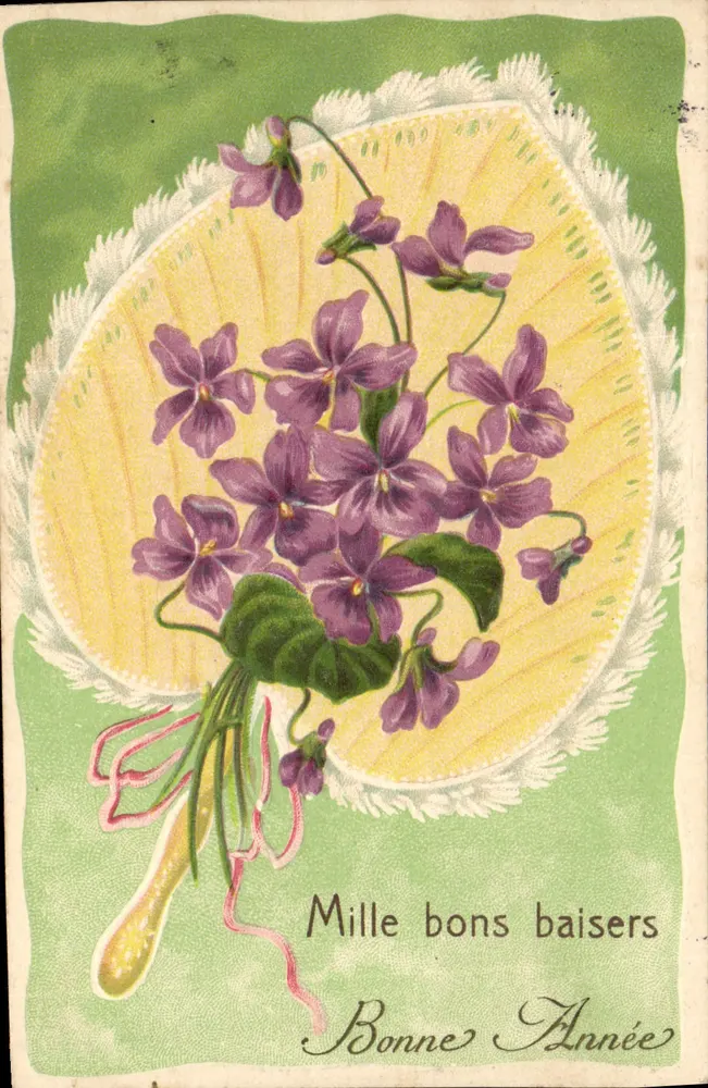 Mata de violetas — Boas Festas — editor desconhecido, número de série não visível - Frente