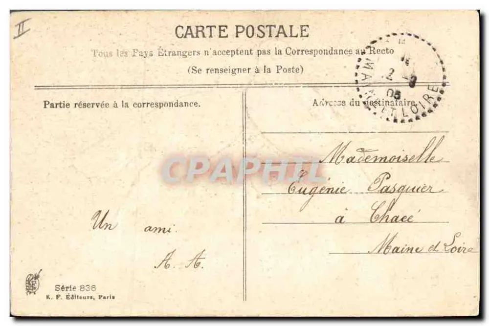 Due colombelle tra le rose — K. P. Éditeurs, Serie 836 - Verso