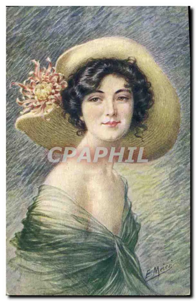 Junge Frau mit Hut aus Stroh — Verleger Rayxon de Soled, Serie Polychrome Artistique, Nr. 1027/1 - Vorderseite