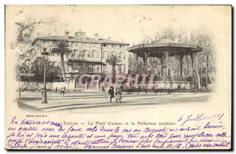 Toulon — Die Place d'armes und die Maritime Präfektur — Edition Levet et C° - Vorderseite