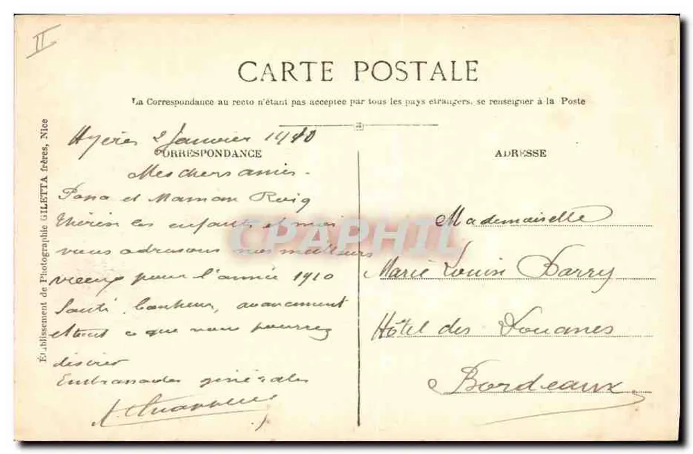 Hyères — Der Öffentliche Garten und der Kiosk — Edition Giletta, Foto. Nice, Nr. 1707 - Rückseite