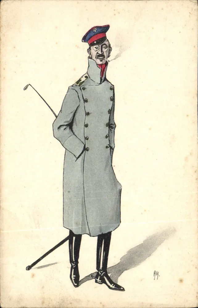 Soldado em uniforme — caricatura com bastão de golfe — editor ASCO, n° 6754 - Frente