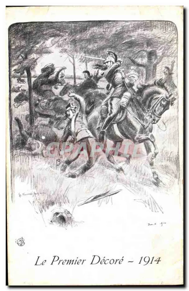 O Primeiro Decorado – 1914 — gravura de G. Romaine, assinada e datada 1914 - Frente
