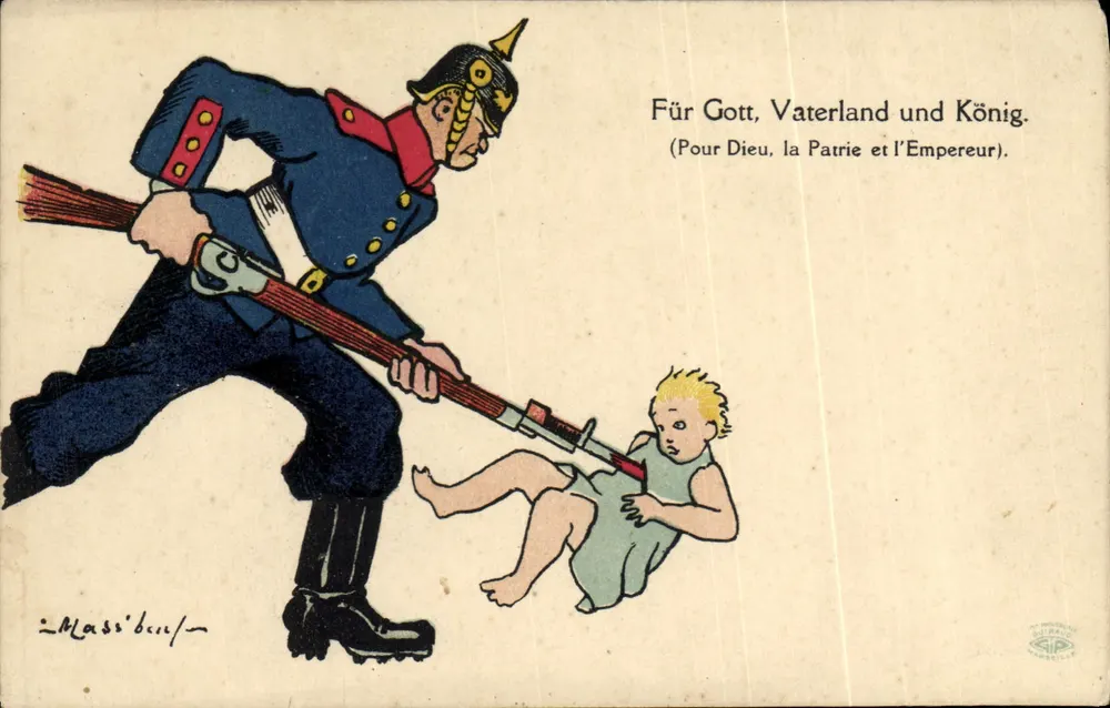 Preußischer Soldat — schlägt ein Kind — Verlag: Imp. Provencale, Marseille - Vorderseite