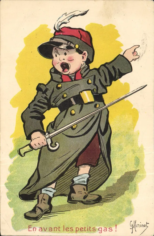 Vorwärts, kleine Gassen! — Militärkarikatur — G. Glorinet, Nr. 11 - Vorderseite