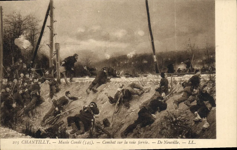 Schlacht auf der Schmalspurbahn — Chantilly — Museum Condé (545) — De Neuville — LL. - Vorderseite