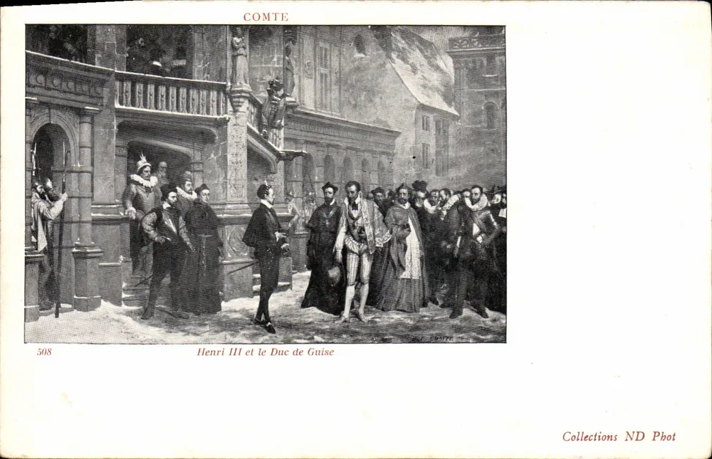 Henri III e o Duque de Guise — cena histórica — Collections ND Phot, n° 508 - Frente