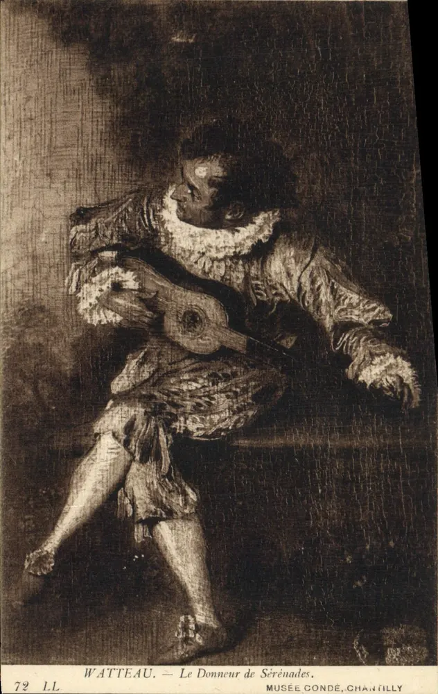 Watteau — Der Serenaden-Spieler — Musée Condé, Chantilly - Vorderseite