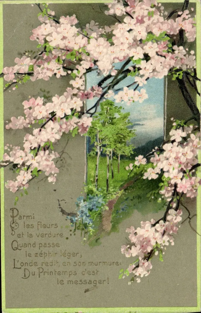 Kersbloemen — De lente is de boodschapper — K. F. Porteuse, Parijs, serie 803 - Voorkant