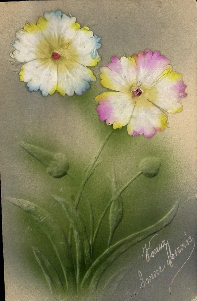 Flores — detalhes coloridos — editor desconhecido, n° de série não visível - Frente