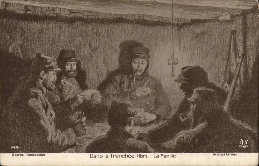 In der Schützengrabenunterkunft — La Manille — Georges Leroux, Paris - Vorderseite