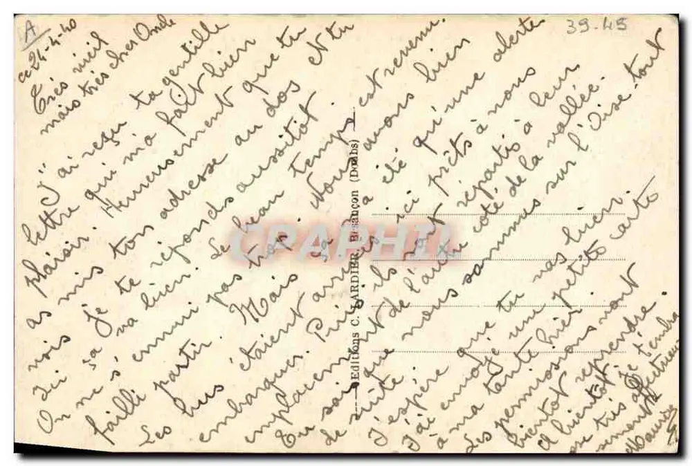 Belote-Spiel im Garnisonlager — 1939 — Helbey 7 — Éditions C. Bardier, Brüssel - Rückseite
