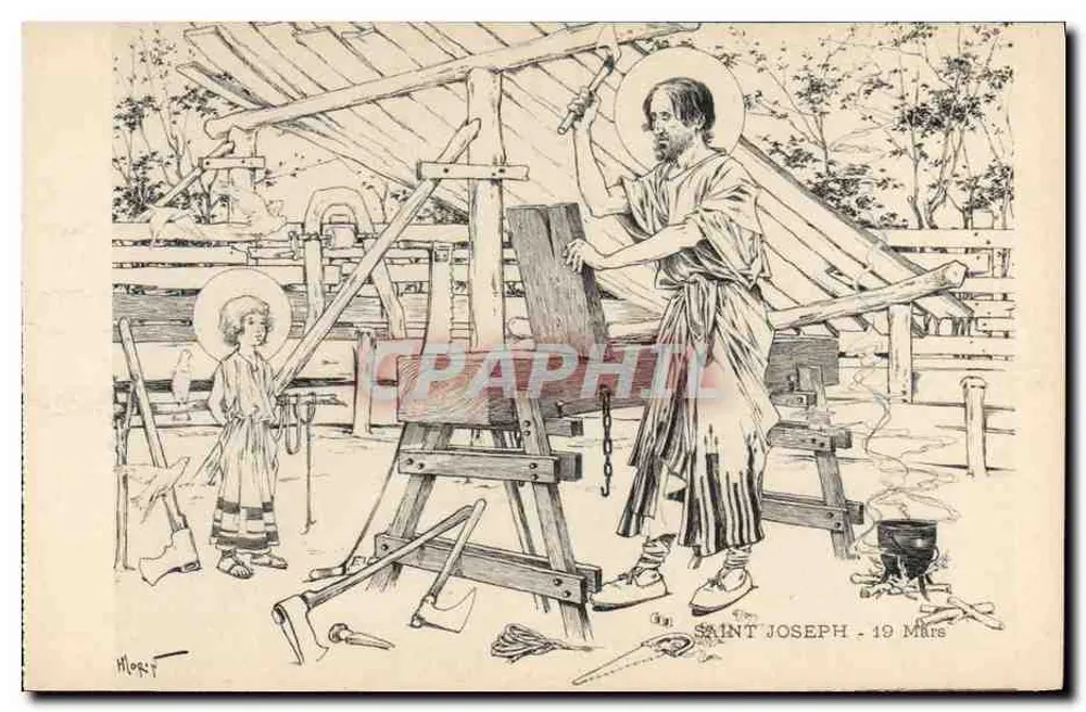 Heiliger Joseph - 19. März — religiöse Illustration — M. Lorgé - Vorderseite