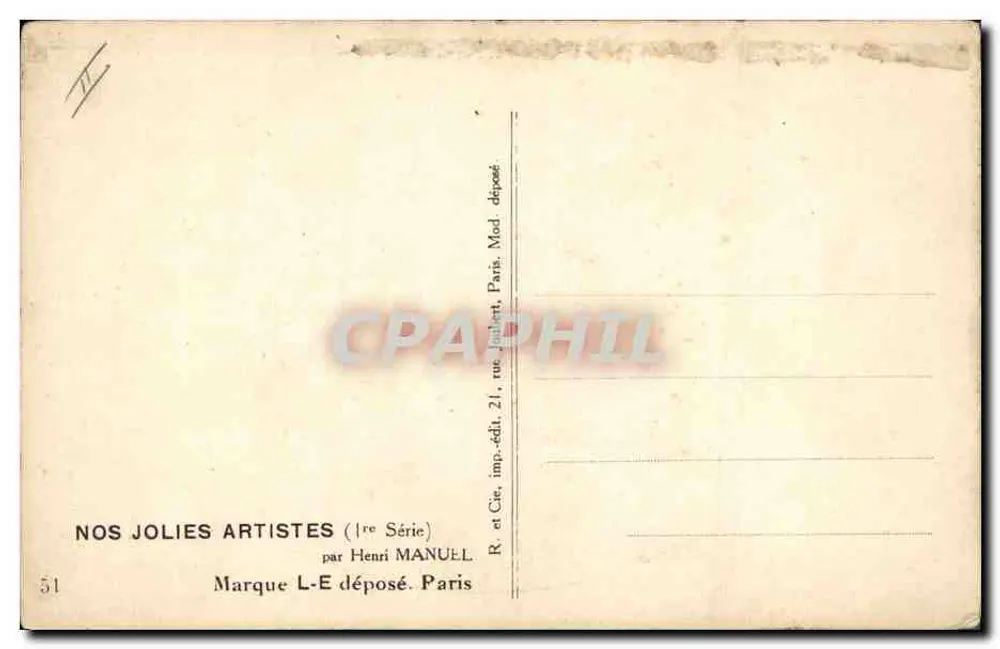 Junge Frau mit dekoriertem Hut — Unsere Schönen Künstlerinnen — von Henri Manuel, Paris - Rückseite