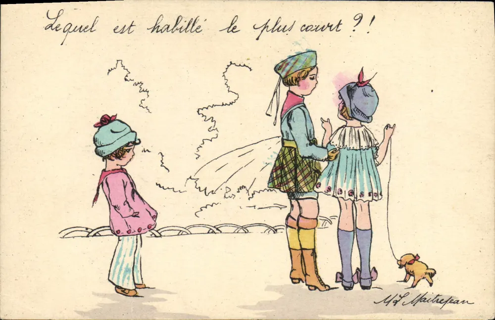 Trois enfants et un chien — Les Petits Anglais — par L. Maitrejean, série N°48 - Recto