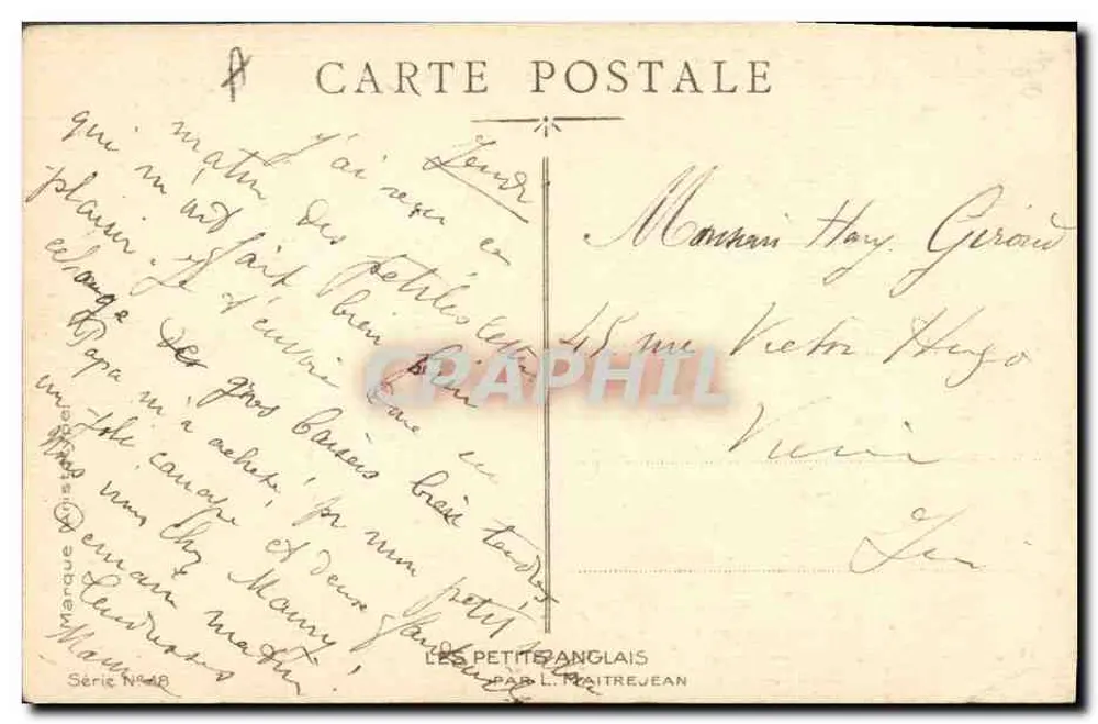 Trois enfants et un chien — Les Petits Anglais — par L. Maitrejean, série N°48 - Verso