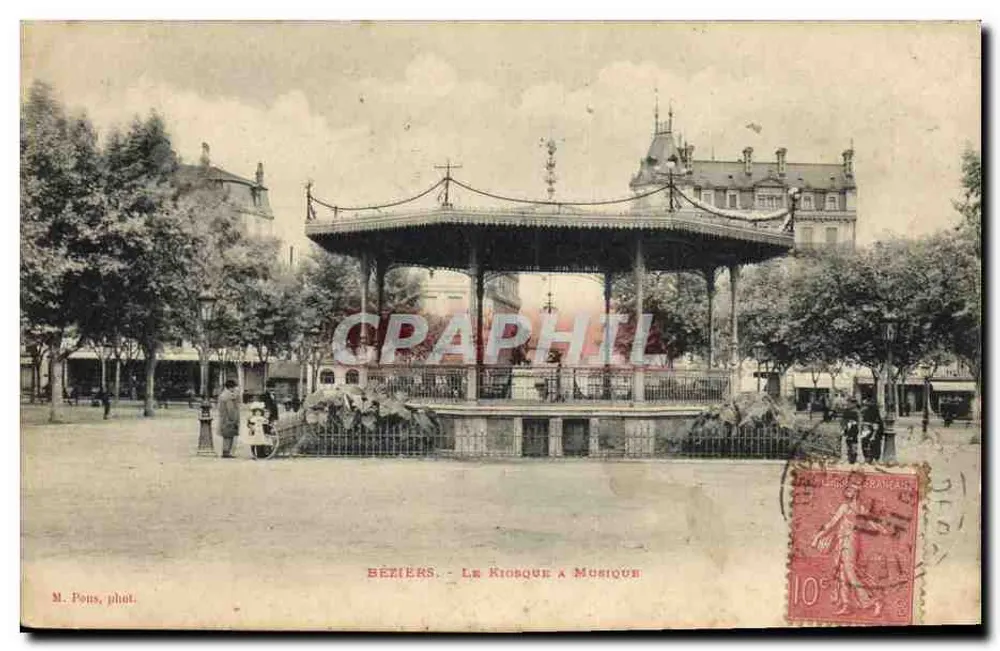 Béziers - O Kiosque de Música — M. Pons, fot. - Frente