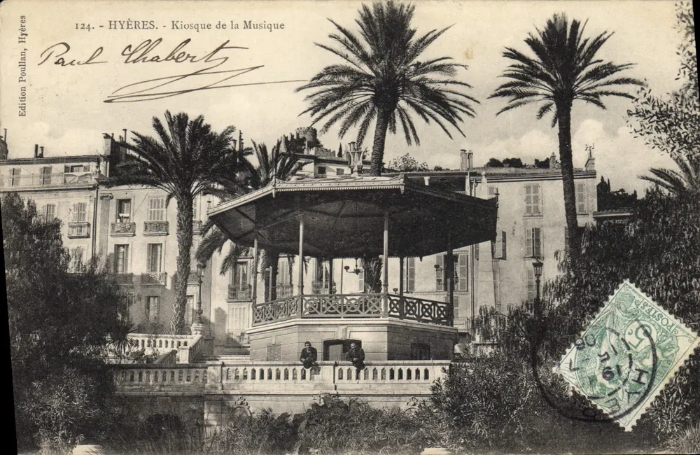 Hyères - Kiosque de música — Paul Chabert, Edição Poulalan, Hyères, n°124 - Frente