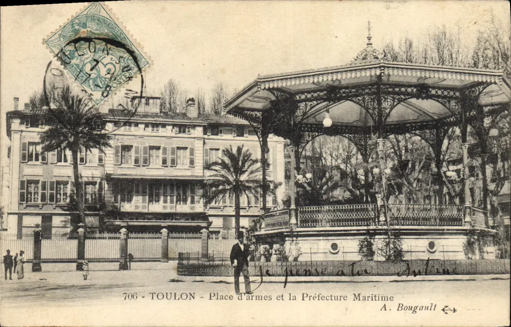 Toulon - Place d'arms und die Maritime Präfektur — A. Bougault, n°706 - Vorderseite