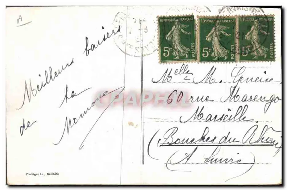Cão e seus filhotes — Phototypic Co., Neuchâtel — n°2178 - Verso