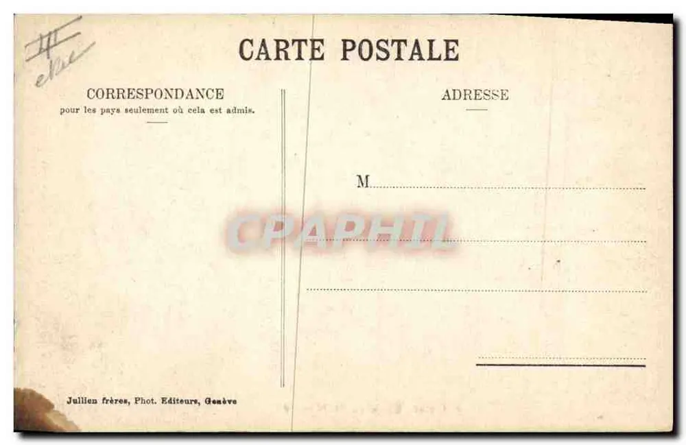 Cão do Santo Bernardo — J.J. 8197 — Juillien frères, Genebra - Verso