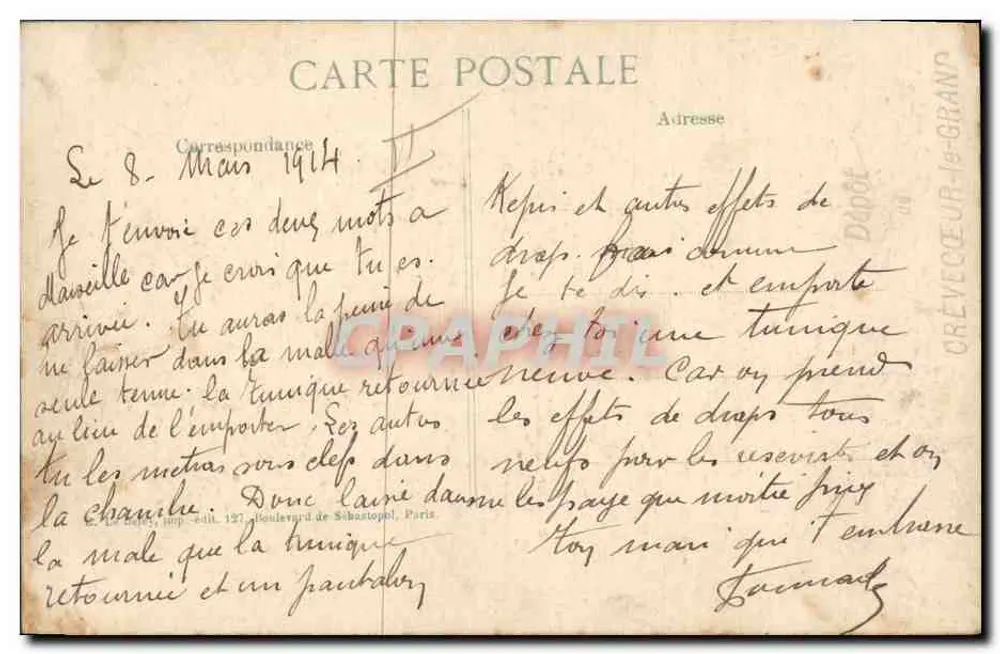Le Général JOFFRE donnant des instructions — soldats en marche en forêt — éditeur E.P.D. - Rückseite