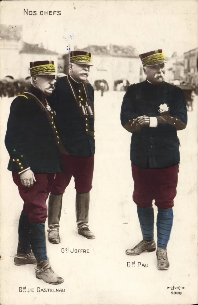 Unsere Führer — General de Castelnau, General Joffre, General Pau — Verlag J.K., Nr. 9333 - Vorderseite