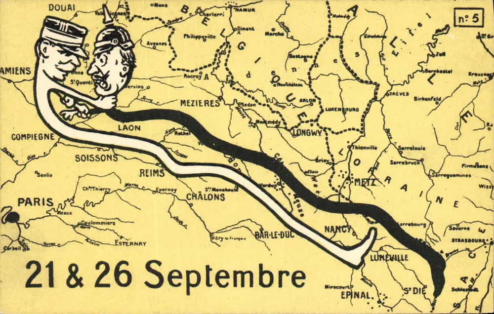 Carta postal ilustrada — Rota de Paris para Metz — Edição Lorraine n°5 - Frente