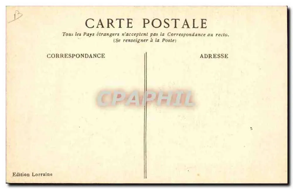 Carta postal humorística — guerra 1914-1918 — Edição Lorraine n°3 - Verso