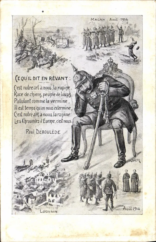 Soldado alemão adormecido — caricatura anti-alema — Paul DÉROULÈDE, 1914 - Frente