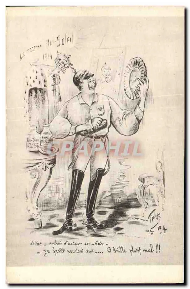O macabro Rei-Sol — caricatura satírica — Tefats, 1914 - Frente