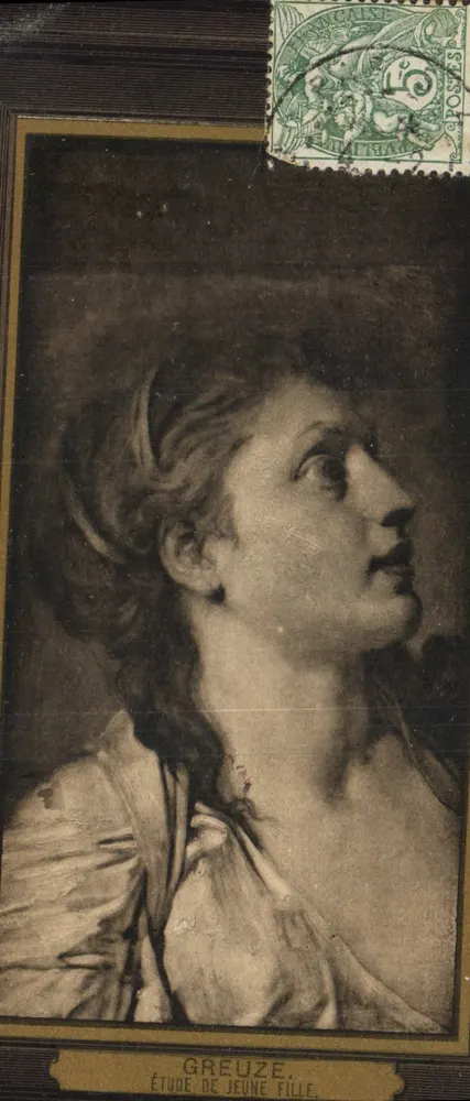 Estudio de una joven — Greuze — Unión Postal Universal - Anverso