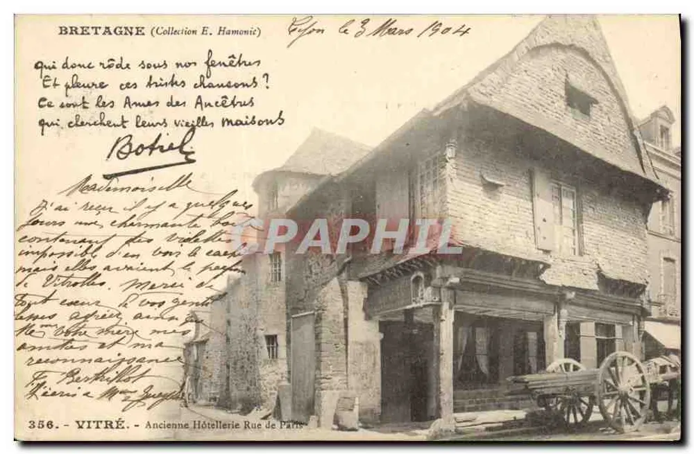 Vitré - Ehemaliges Hotel auf der Rue de Paris — Sammlung E. Hamonic, unbekannter Verleger, Nr. 356 - Vorderseite