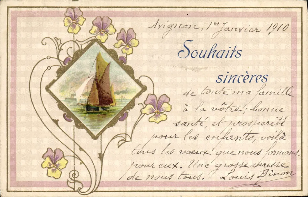 Avignon — Saudações sinceras — Carta postal - Frente