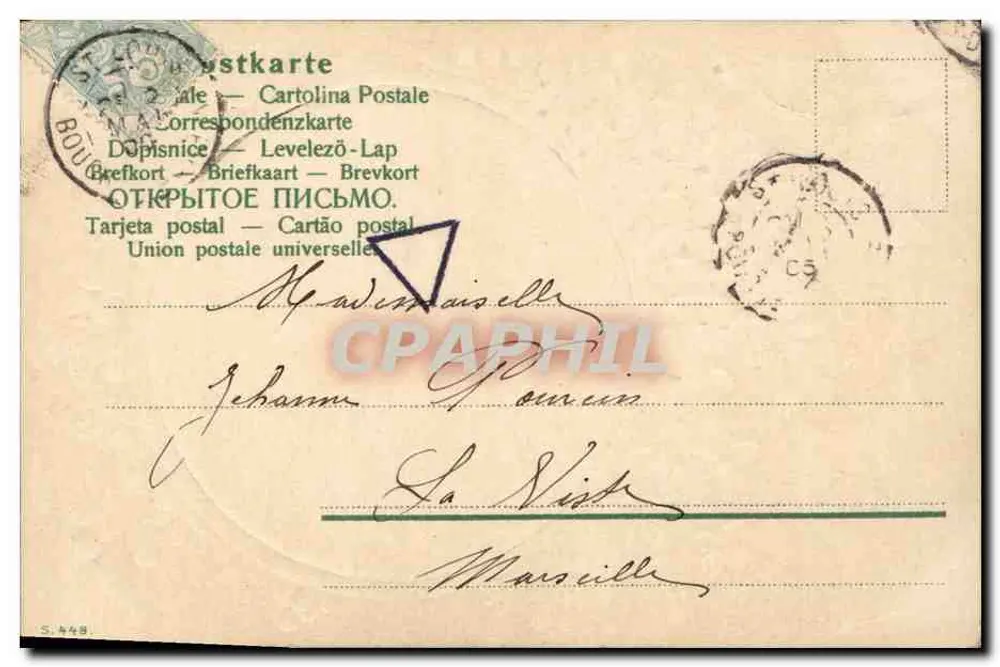 Porträt einer jungen Frau — ovale Photographie mit Schleier — Verleger 'C. S. of' - Rückseite