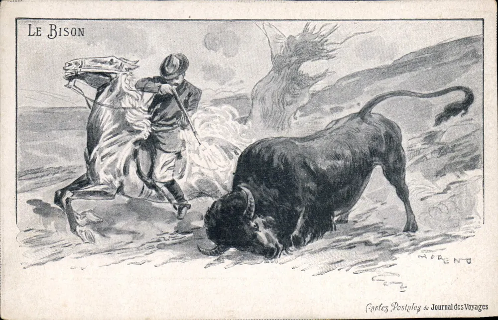 O Bison — Ilustração de Morent — Cartas Postais do Journal des Voyages - Frente