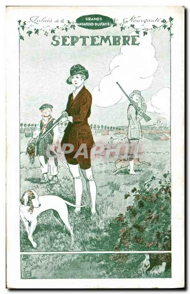 Jagd mit Hunden — September — Grands Magasins Dufayel - Vorderseite