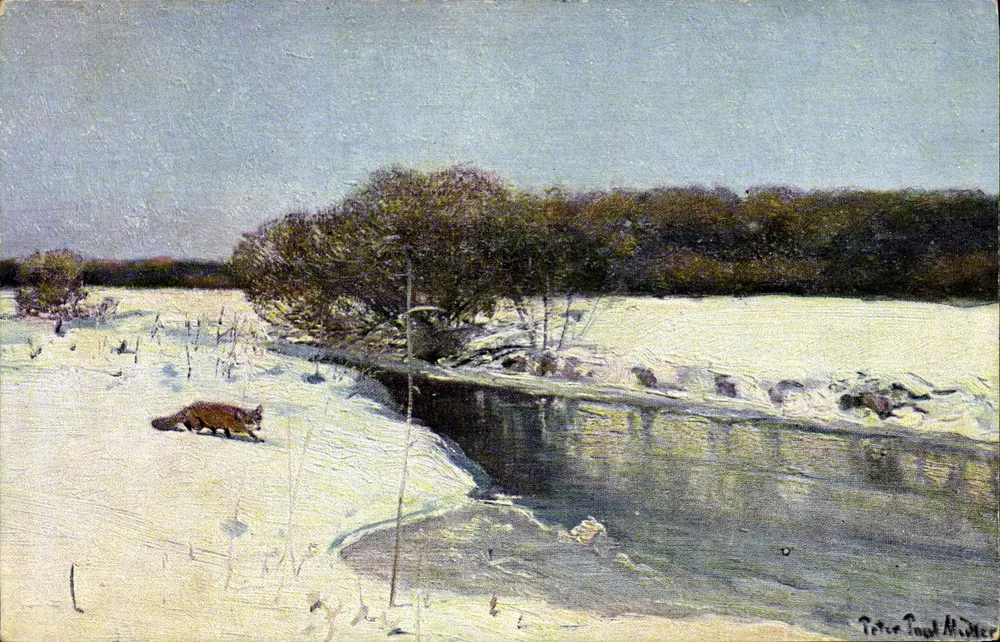 Cachorro na neve — paisagem invernal — Peter Paul Müller - Frente