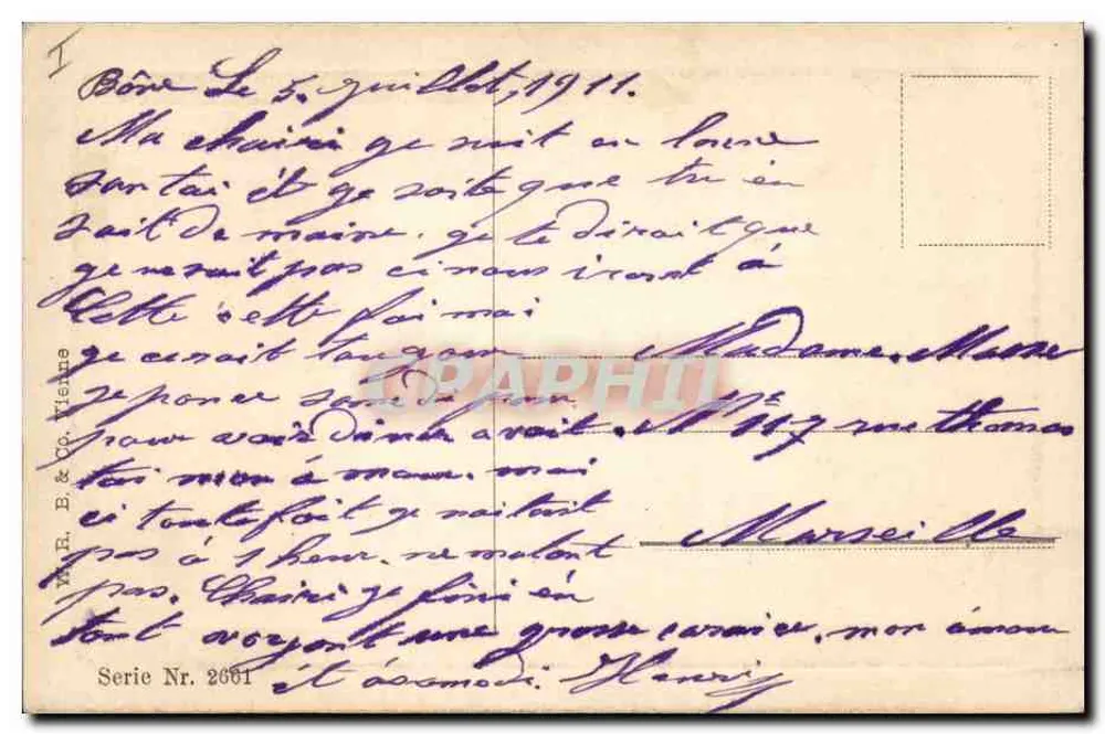 Cedros e cervos — floresta de pinheiros — editor MR. E. & Co. Wienne, série Nr. 2661 - Verso