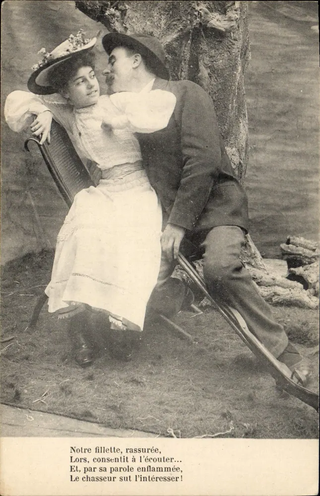 Giovane coppia d'amore — scena di seduzione — editore non identificato - Recto