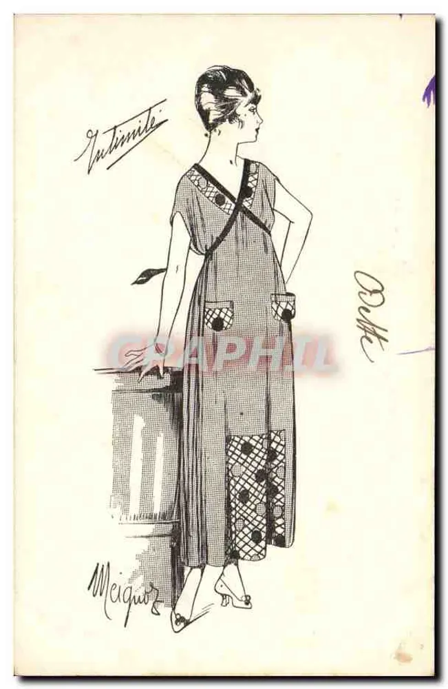 Frau in Art-Deco-Rock — Zeichnung von Meigniez — Verlag Meigniez - Vorderseite