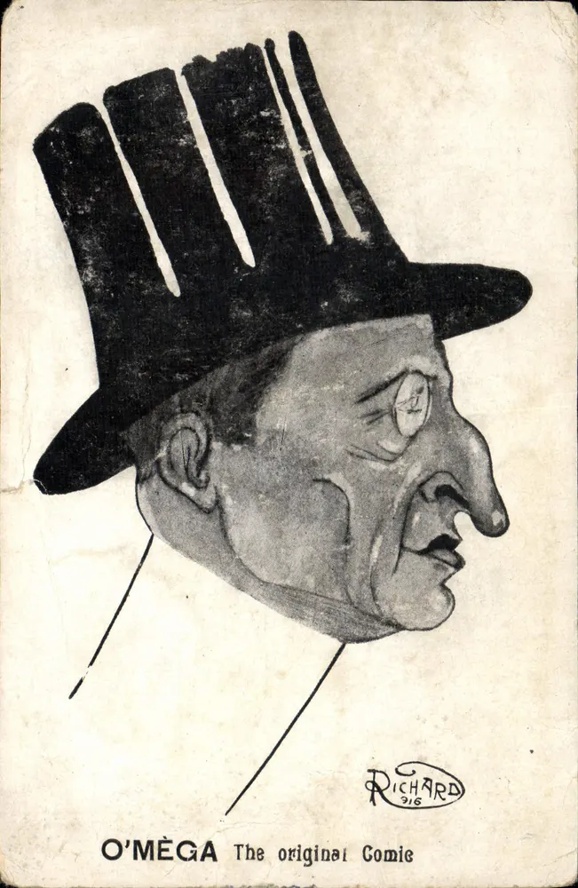O'MÉGA — caricature en profil portant un haut-de-forme — Richard, 316 - Awers