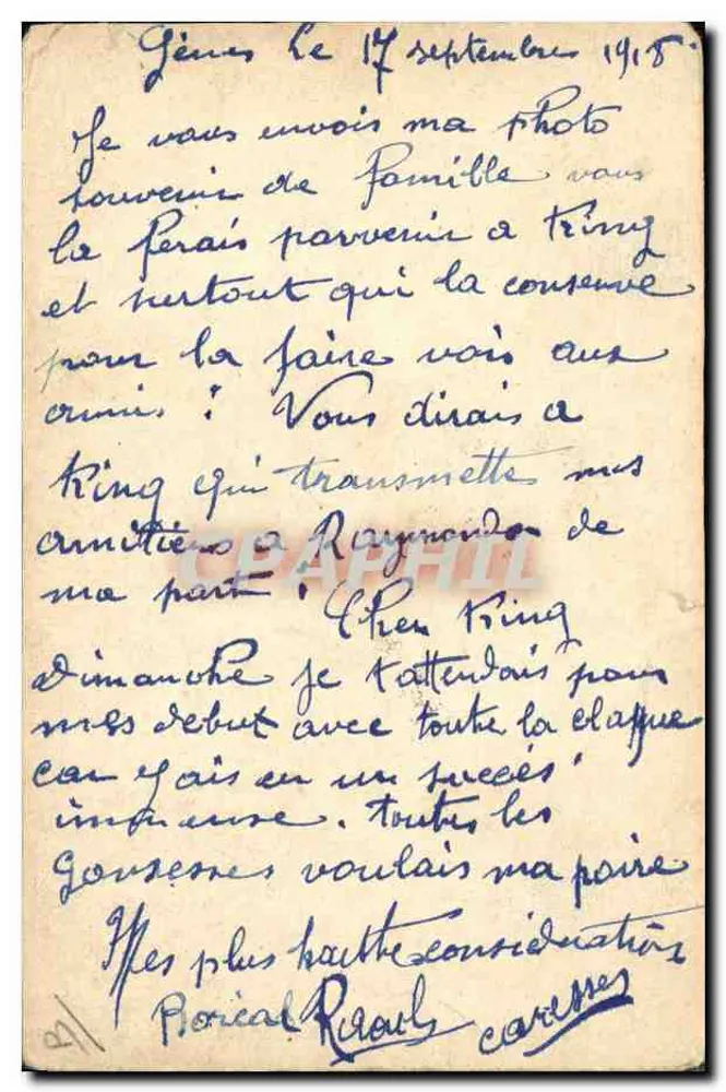 O'MÉGA — caricature en profil portant un haut-de-forme — Richard, 316 - Rewers