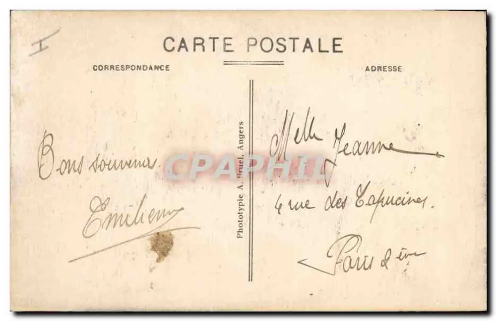 Angers - O Jardim do Mail e o Kiosque — A. B. - Verso
